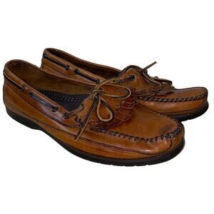Dexter VTG Brown Leather Slip On Shoes with Fringe Loafers 90’s